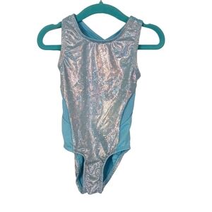 Girls One Piece Swimsuit Leotard Swimsuit Metallic Blue Size 2T